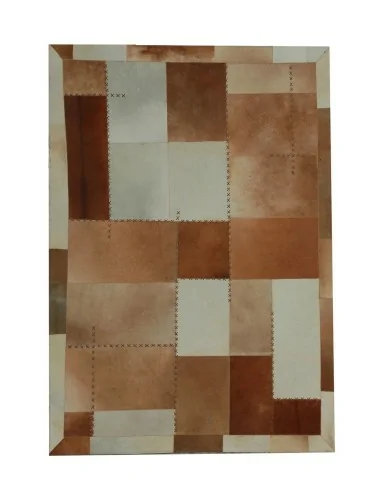 Tapis Marron 100% Cuir - Style Patchwork